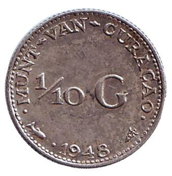 Монета 1/10 гульдена. 1948 год, Кюрасао.