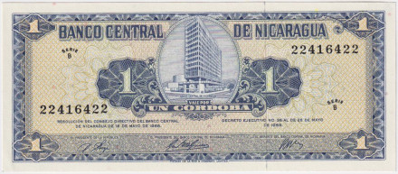 Банкнота 1 кордоба. 1968 год, Никарагуа.