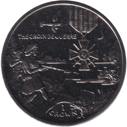 Монета 1 крона. 2004 год, Остров Мэн. Французский крест.
