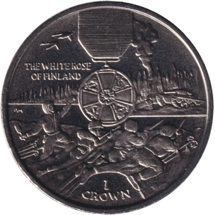 Монета 1 крона. 2004 год, Остров Мэн. Орден Белой розы Финляндии.