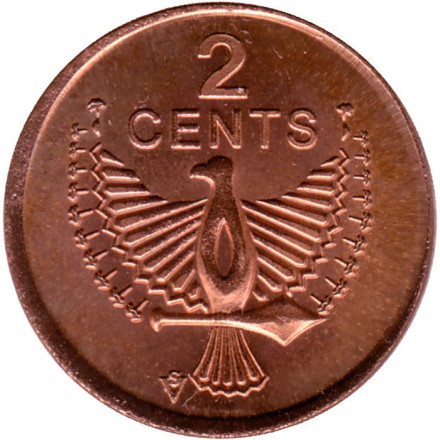 Монета 2 цента. 2006 год, Соломоновы острова. Птица счастья (Орёл).