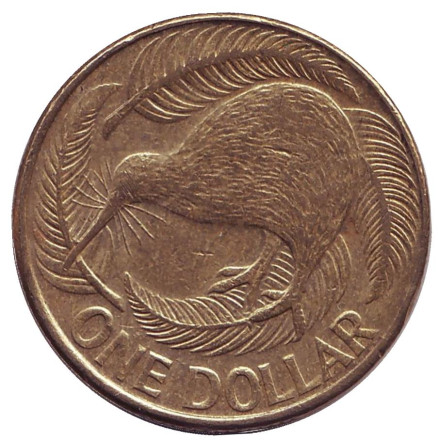 Монета 1 доллар. 2008 год, Новая Зеландия. Киви (птица).