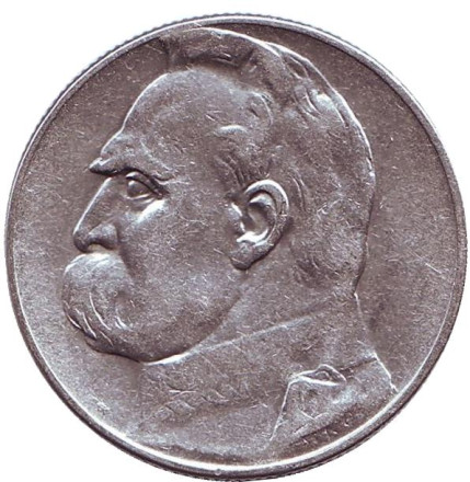 Монета 5 злотых. 1934 год, Польша. (Орёл с короной) Юзеф Пилсудский.