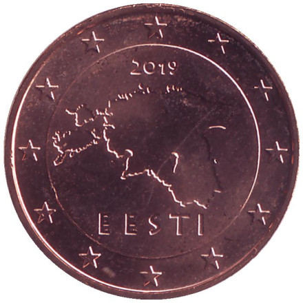 Монета 1 цент, 2019 год, Эстония.