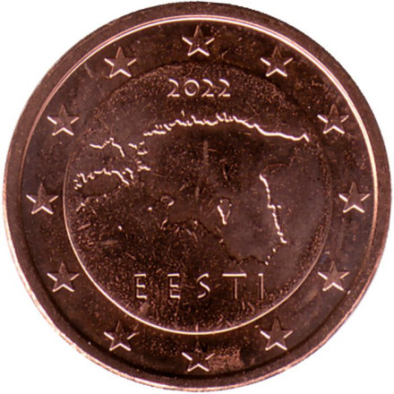 Монета 1 цент. 2022 год, Эстония.