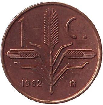 Монета 1 сентаво. 1962 год, Мексика.