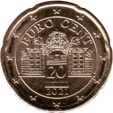 Монета 20 центов. 2021 год, Австрия.