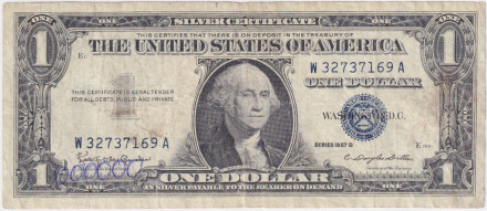 Банкнота 1 доллар. 1957 год, США. Состояние - F.