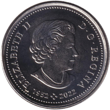 Монета 25 центов. 2023 год, Канада. 70 лет правления Елизаветы II.