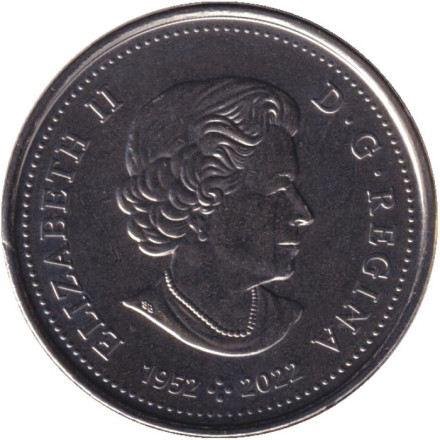 Монета 50 центов. 2023 год, Канада. 70 лет правления Елизаветы II.