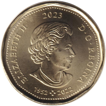 Монета 1 доллар. 2023 год, Канада. 70 лет правления Елизаветы II.