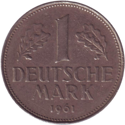 Монета 1 марка. 1961 год (D), ФРГ.