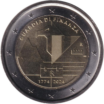 Монета 2 евро. 2024 год, Италия. 250 лет финансовой гвардии.