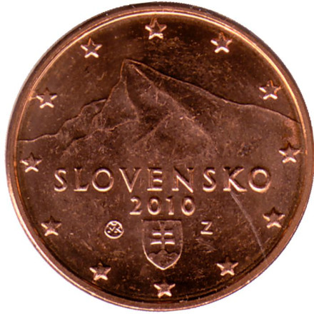 Монета 1 цент. 2010 год, Словакия.