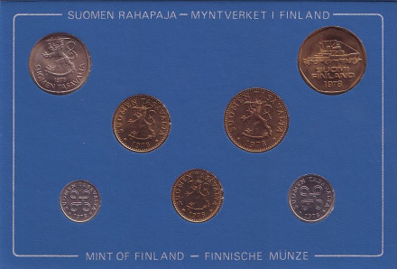 Набор монет Финляндии (7 шт), 1978 год, Финляндия. (в банковской упаковке) 