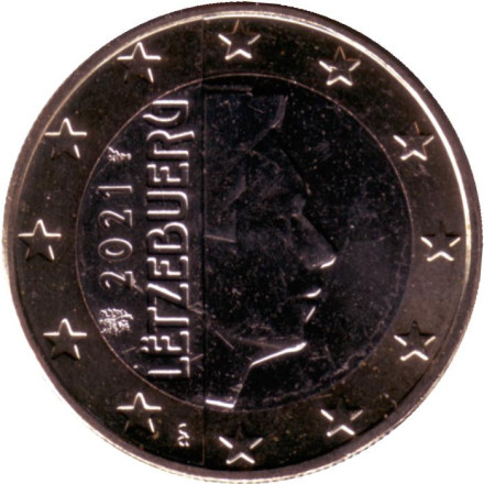 Монета 1 евро. 2021 год, Люксембург.
