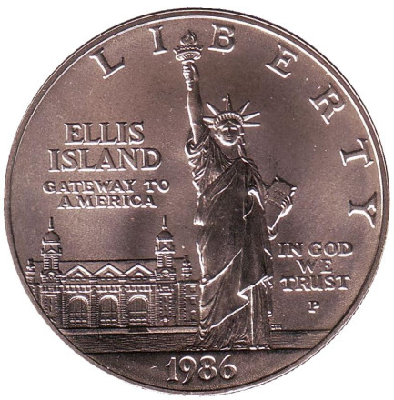 Монета 1 доллар. 1986 год (P), США. 100 лет Статуе Свободы.