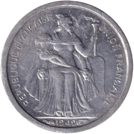 Монета 50 сантимов. 1949 год, Французская Океания.