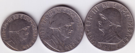 Набор из 3-х монет номиналами 0.20, 1 и 2 лек. 1939-1941 гг., Албания. (Итальянская оккупация).