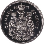 Монета 50 центов. 1971 год, Канада. Монета 50 центов. 1971 год, Канада.