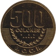 Монета 500 колонов. 2015 год, Коста-Рика. Монета 500 колонов. 2015 год, Коста-Рика.