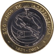 Монета 500 колонов. 2021 год, Коста-Рика. 200 лет независимости. Монета 500 колонов. 2021 год, Коста-Рика. 200 лет независимости.