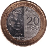 Монета 20 песо. 2020 год, Филиппины. Мануэль Луис Кесон-и-Молина. Монета 20 песо. 2020 год, Филиппины. Мануэль Луис Кесон-и-Молина.